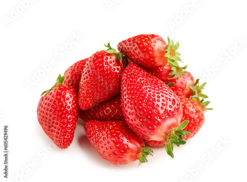 Heap of fresh strawberries on white background