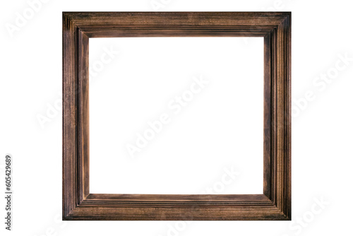 Wooden simple old photo frame dark brown background minimalist grooves lines