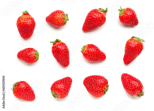 Fresh strawberries on white background