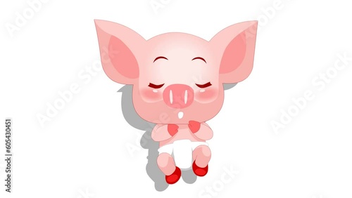 adorable piglet, cute baby pig playing, animation