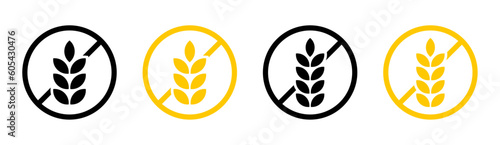 Gluten free label icon set