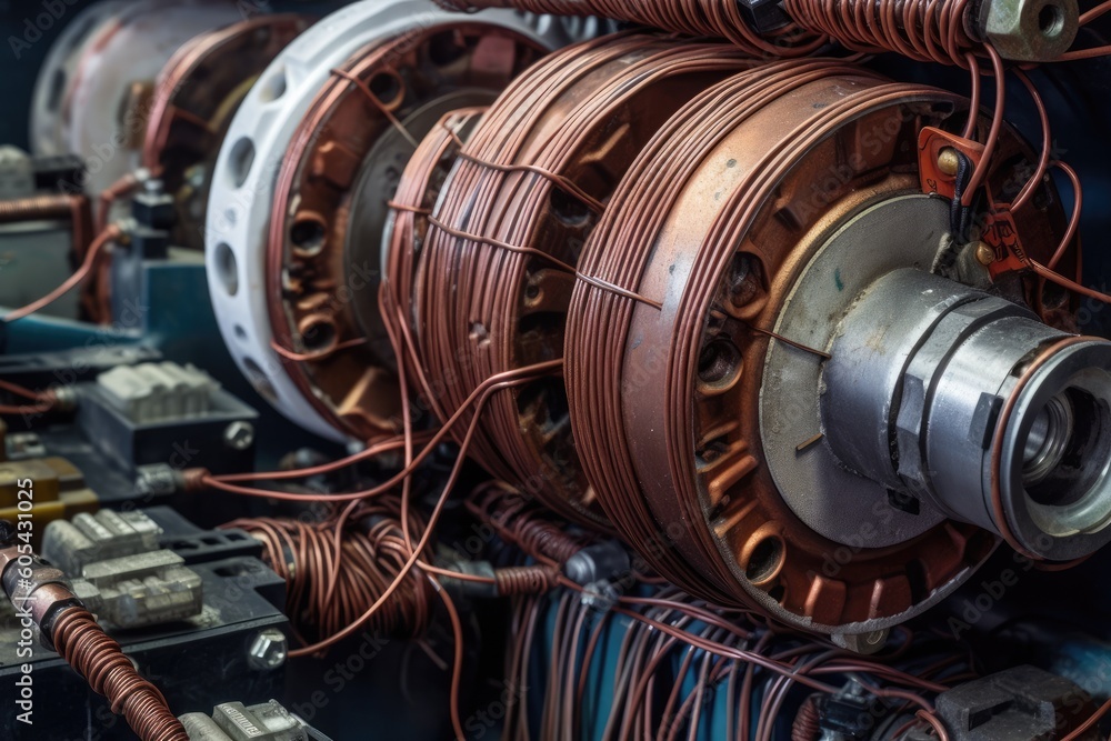Modern big copper powerful motor. Generative AI Modern big copper powerful motor. Generative AI