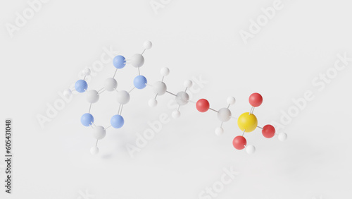 adefovir molecule 3d, molecular structure, ball and stick model, structural chemical formula ntrti