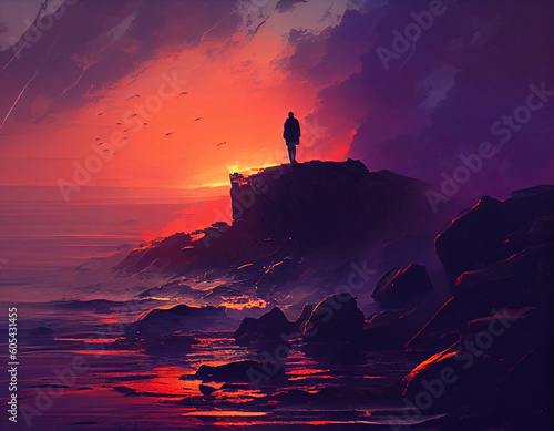 Silhouette Of a Man On The Beach