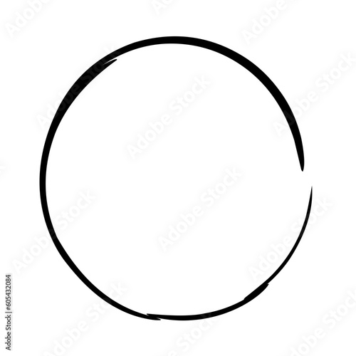 Brush stroke ink circle, Japanese calligraphy paint buddhism symbol, Zen enso, black paint round outline, vector illustration