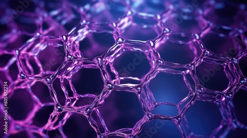 Abstract hexagonal purple background. AI generative image.