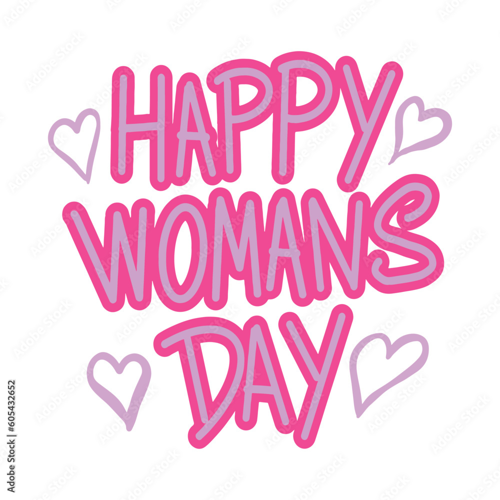 Modern handwritten Happy Womans Day ,good for graphic design resources, prints, stickers, posters, pamflets, and more.