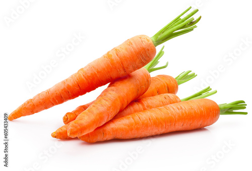 Fresh carrots isolated on white background