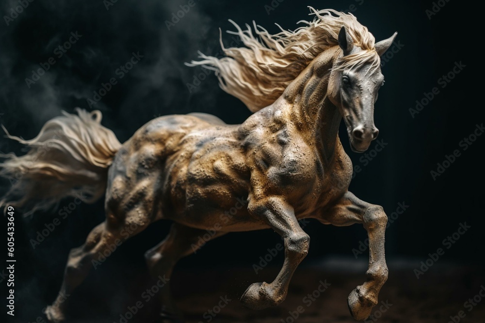 Palomino mythical creature in motion. Generative AI