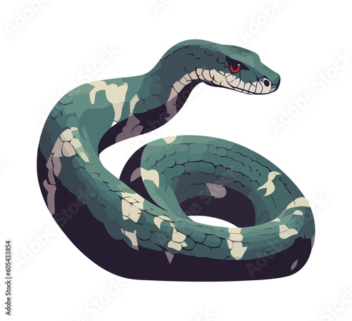 Poisonous viper spirals in isolated illustration