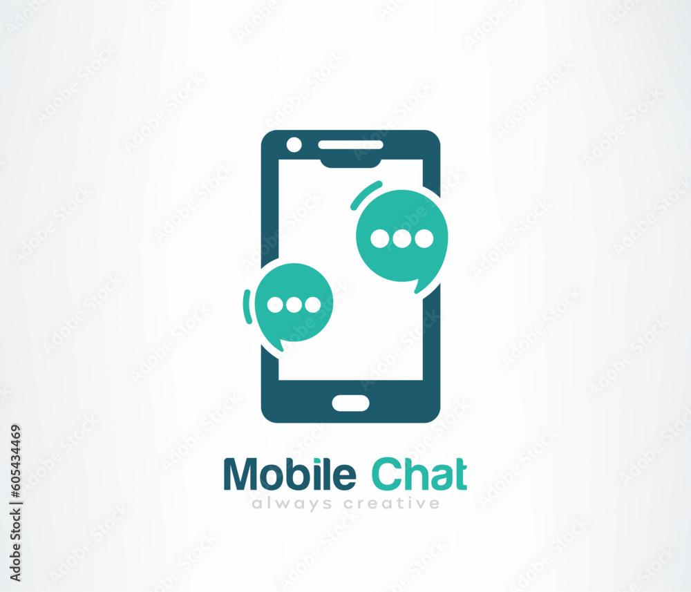 smartphone icon with bubble chat icon smartphone icon with bubble chat icon
