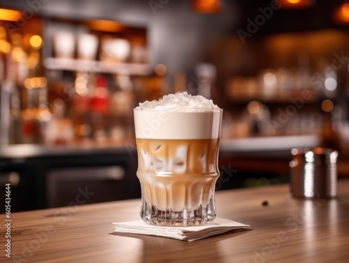 White Russian Cocktail on a bar counter (generative AI)