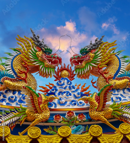 Wallpaper Mural Colourful multicoloured dragon on top of a  temple in Patong Phuket Thailand. beautiful blue green red of the scale dragons Torontodigital.ca