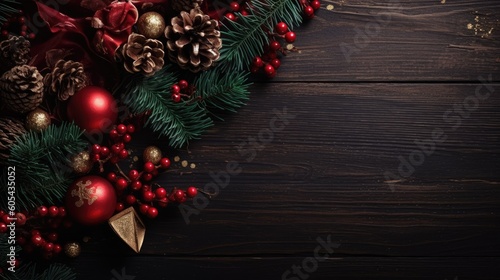 Christmas and New Year background. Festive seasonal Christmas bright background. Holiday poster and banner, greeting card. generative ai