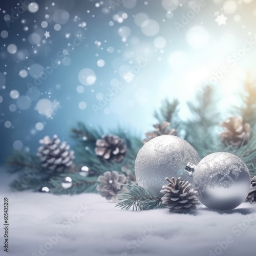 Christmas and New Year background. Festive seasonal Christmas bright background. Holiday poster and banner, greeting card. generative ai