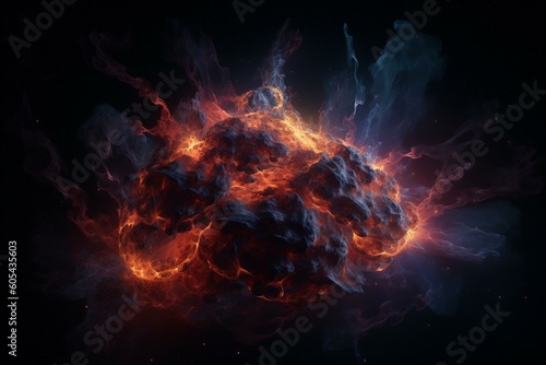 Nebula being illuminated. 3D model. Generative AI