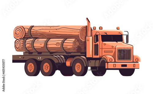 timber lorry carrying wooden logs