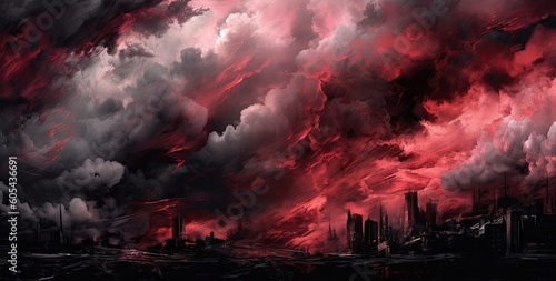 Fantastic sky presages apocalypse dramatic Fantastic sky presages apocalypse created with Generative AI technology photo