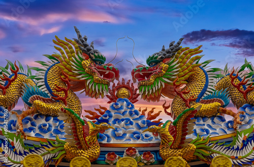 Wallpaper Mural Colourful multicoloured dragon on top of a  temple in Patong Phuket Thailand. beautiful blue green red of the scale dragons Torontodigital.ca