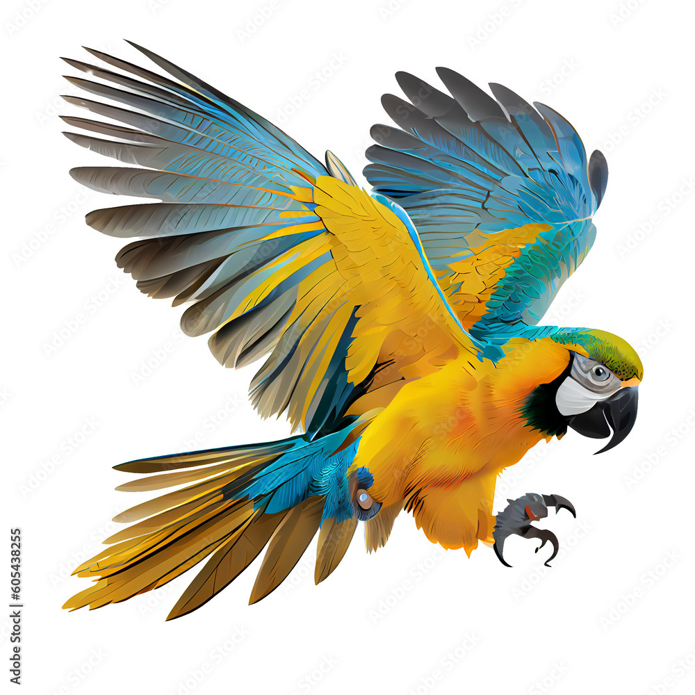 yellow macaw clip art generated image