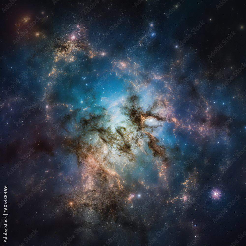 Fototapeta premium A Vast and awe-inspiring universe, showcasing countless stars, galaxies, and cosmic wonders, inviting contemplation and exploration of the mysteries of space, generative Ai