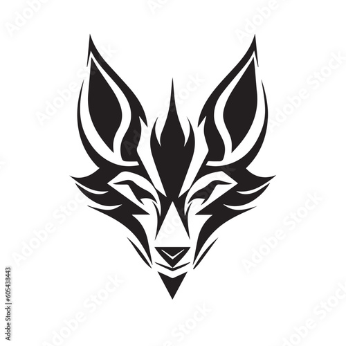 coyote head black and white tattoo