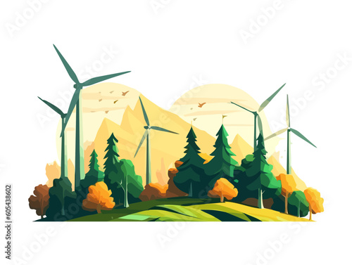 Wind turbines electricity for sustainable resources