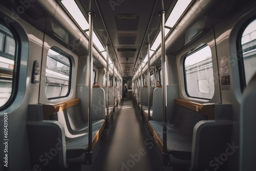 Inside a contemporary train. Generative AI