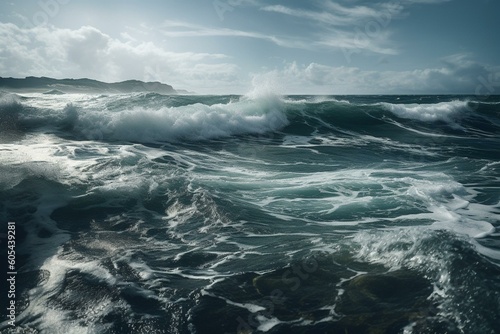 Background of turbulent sea or ocean. Generative AI