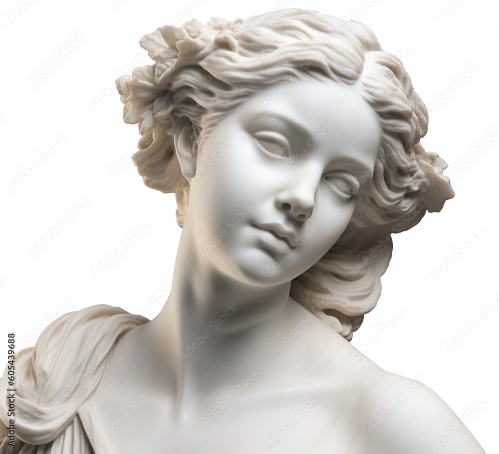 Marble Statue Portrait Bust of a Roman Woman, Generative AI