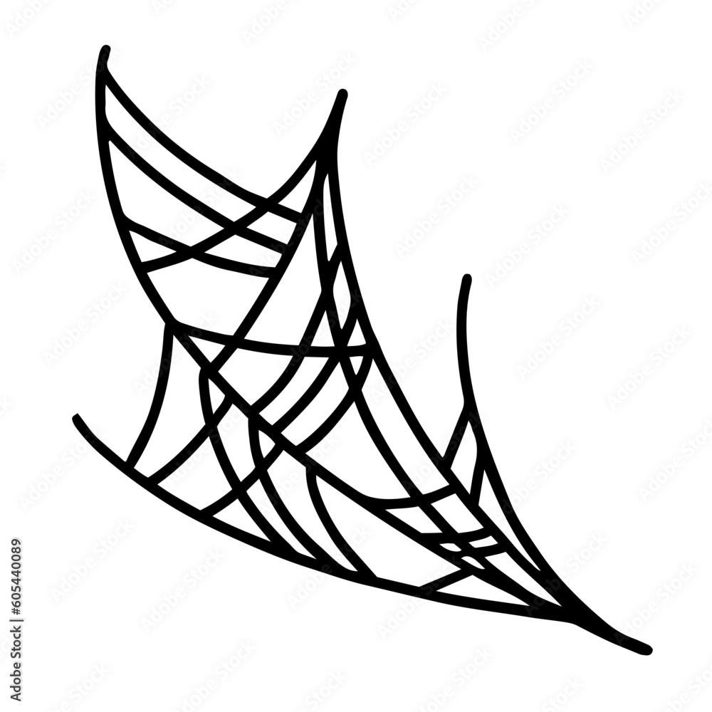 Outline design of corner cobweb in doodle style Outline design of corner cobweb in doodle style