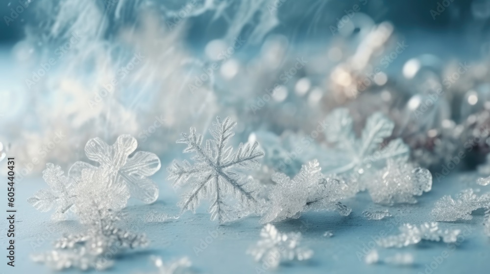 Winter blue background with snowflakes. Christmas and New Year background. Festive seasonal Christmas bright background. Holiday poster and banner, greeting card. generative ai Winter blue background with snowflakes. Christmas and New Year background. Festive seasonal Christmas bright background. Holiday poster and banner, greeting card. generative ai
