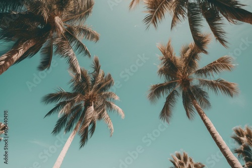 Palm trees by the sea. Generative AI © Edward