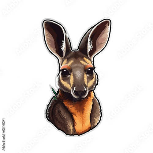 Kangaroo Sticker on a Transparent Background. AI