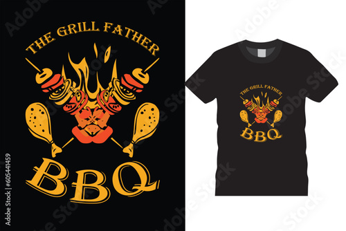 the grill father bbq food,cooking,alcohol,steak, Funny BBQ Beer T-Shirt Design vector template.