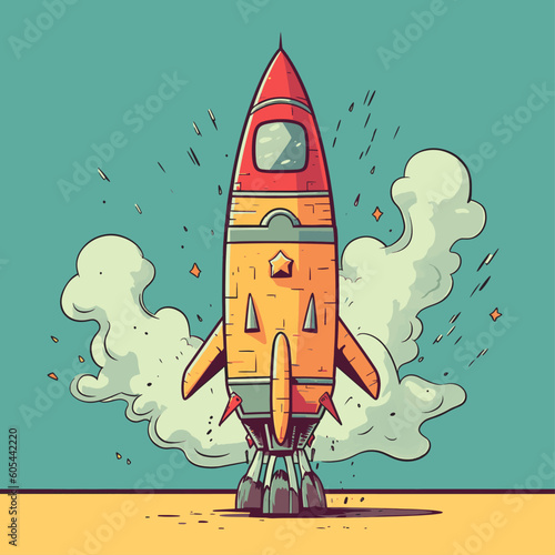 Fototapeta Naklejka Na Ścianę i Meble -  Fun and playful rocket ship vector illustration