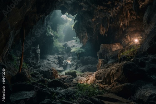 Exploring stunning cavern in Sappong. Generative AI