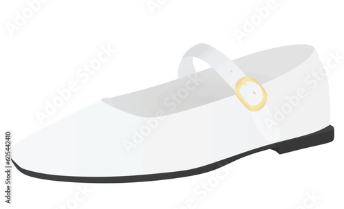 White flat heel shoe. vector illustration