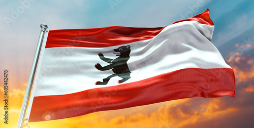 Photography Berlin Flag Waving in the Cloudy Sky at Sunset