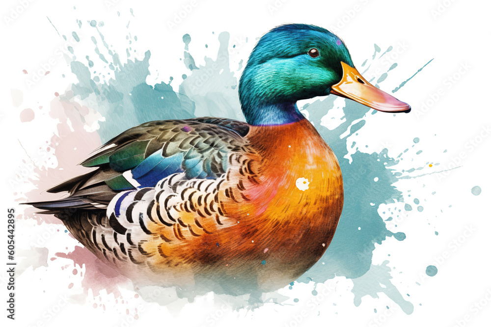 Obraz premium illustration of a colorful duck, generative ai 