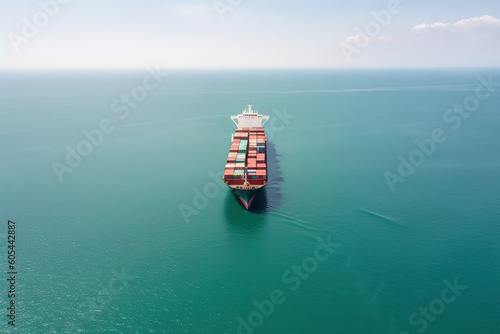 large container ship in the middle of the ocean, generative ai 