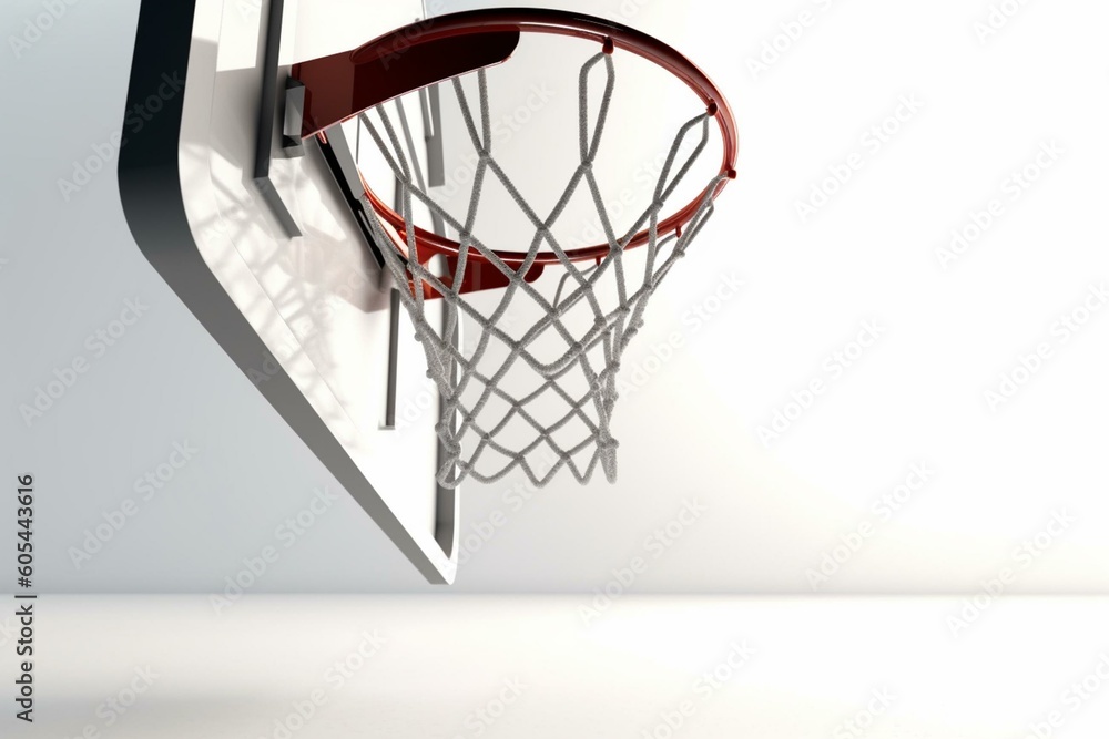 3D illustration of a basketball hoop on white background. Generative AI