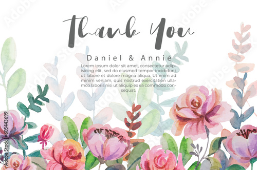 watercolor flower thank you card template