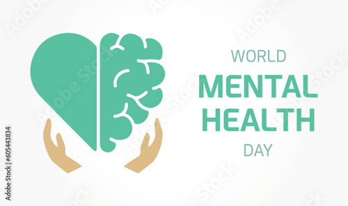 World Mental Health Day. Medicine area, psychology, psychiatry. Well being, emotions, feelings, mind. Heart, brain care