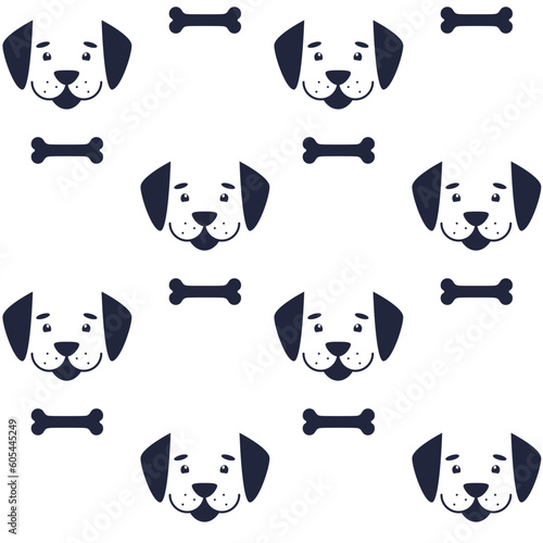 Seamless pattern with a cute funny puppy in the style of contour graphics. Texture design concept for printing on textiles and packaging. Treat for your pet.