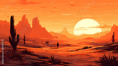 sunset over the mountains in the desert