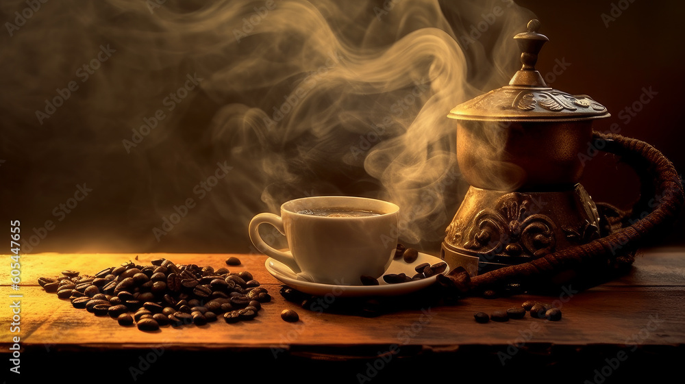 Turk brews coffee from espresso beans. Turk brews coffee from espresso beans.
