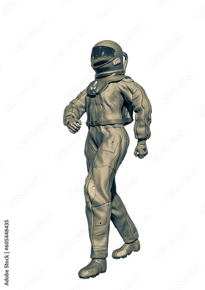 astronaut is walking on white background