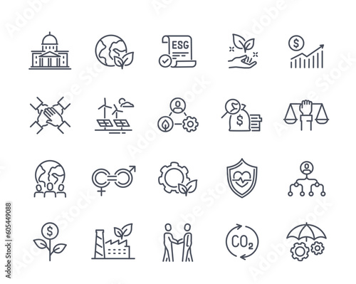 ESG line icons set