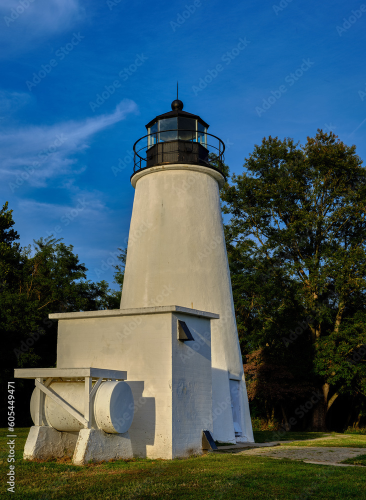 The Turkey Point Lighthouse on the bluffs overlooking the shore of Chesapeake Bay in Cecil County Maryland at Elk Neck State Park The Turkey Point Lighthouse on the bluffs overlooking the shore of Chesapeake Bay in Cecil County Maryland at Elk Neck State Park